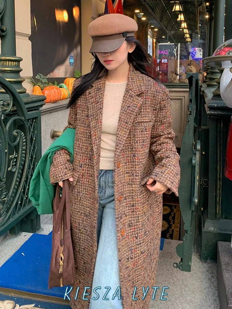 Retro Vintage Korean Fashion - Kiesza lyte 2024 여성용 격자 무늬