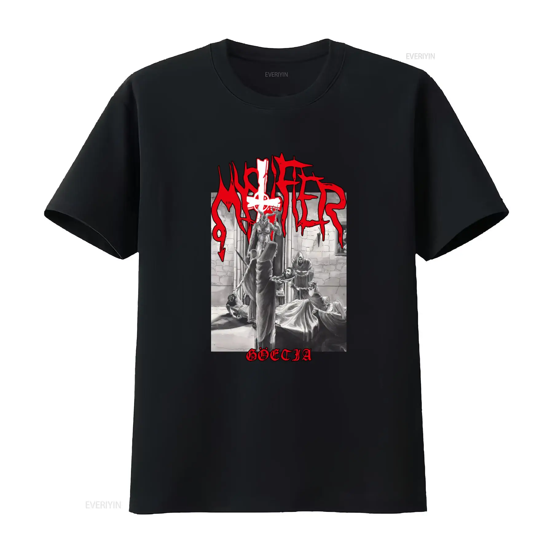 Vintage Fashion Influencer - Mystifier Goetia 블랙 메탈 티셔츠 Blasphemy