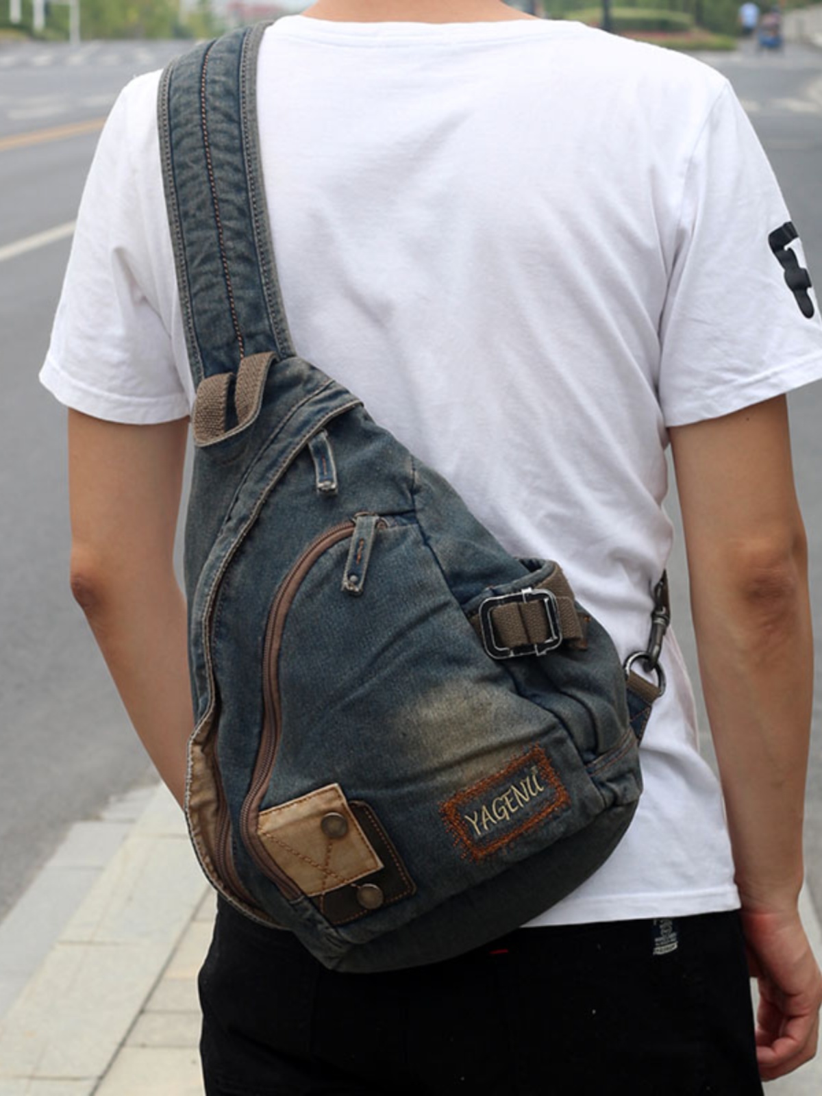 레트로 데님 크로스백 유니섹스 캐주얼 캔버스 숄더백 트 - Retro Vintage Korean Fashion 리뷰 및 가격