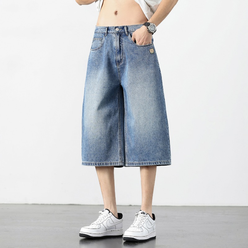아메리칸 빈티지 데님 반바지 남성 하이 스트리트 루즈  - Retro Vintage Korean Fashion 리뷰 및 가격