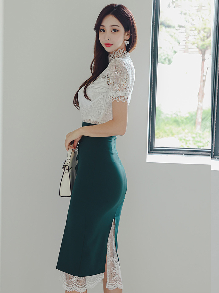 여성용 우아한 2 피스 의상, 쉬어 섹시 레이스 화이트 - Vintage Fashion Pieces 리뷰 및 가격