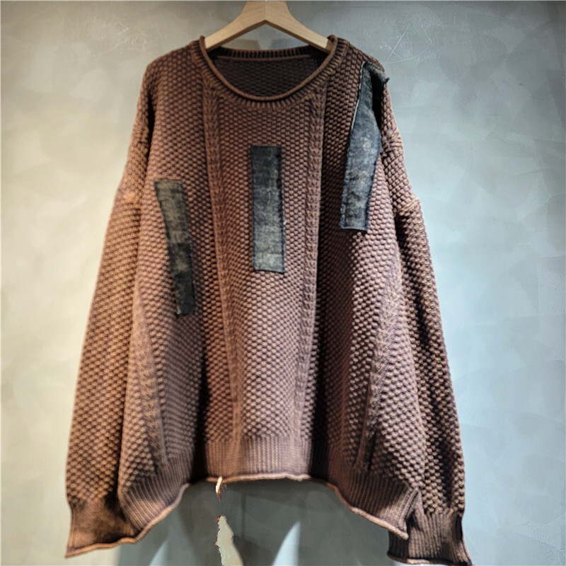 WTHT 빈티지 트렌디 여성 패치워크 캐주얼 니트 풀오 - Vintage Fashion Influencer 리뷰 및 가격