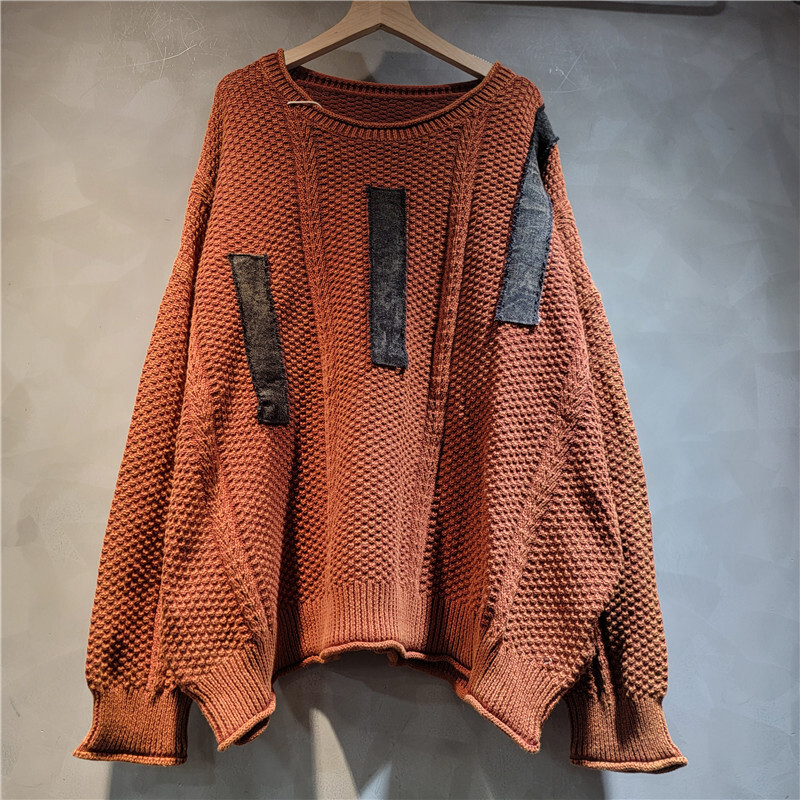 WTHT 빈티지 트렌디 여성 패치워크 캐주얼 니트 풀오 - Vintage Fashion Influencer 리뷰 및 가격