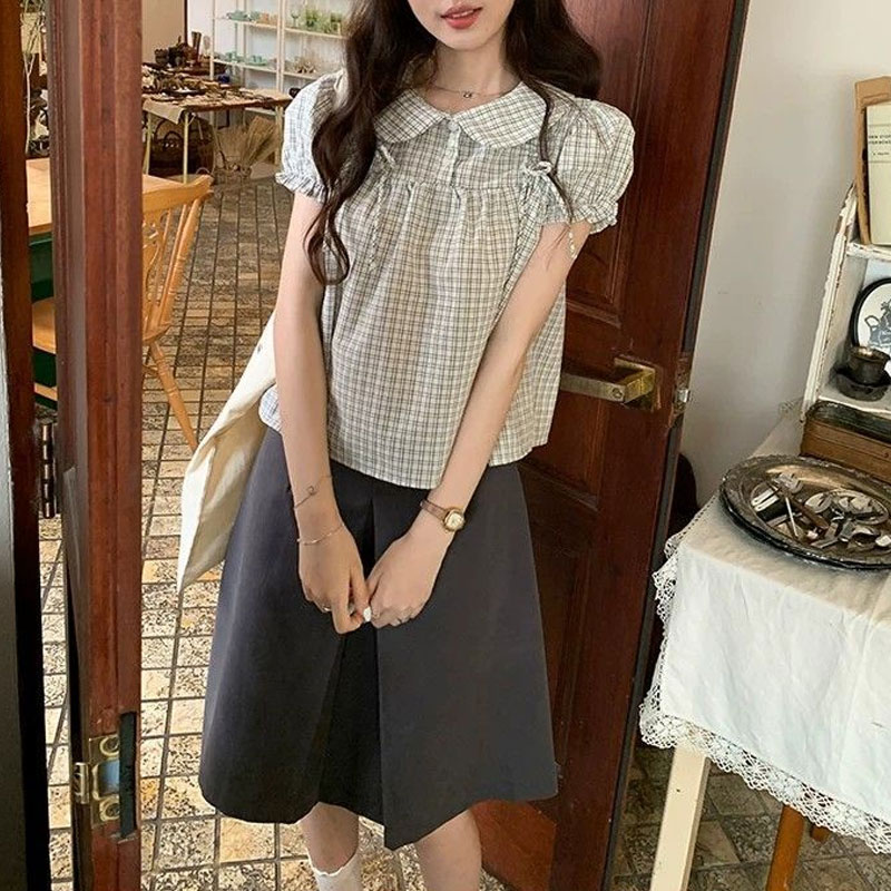 여성 의류 프레피 스타일 인형 칼라 한국 셔츠 빈티지  - Vintage Fashion Doll 리뷰 및 가격