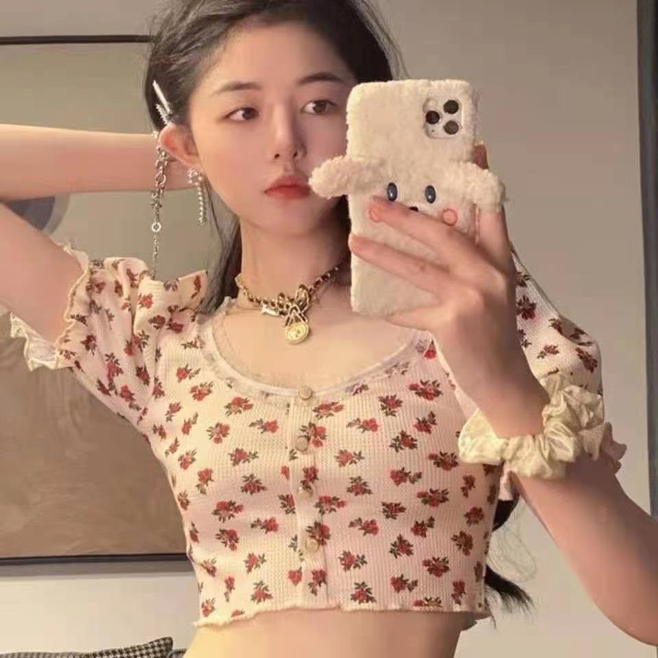 Y2K K-패션 일본 꽃무늬 티셔츠 여성 의류 레트로  - Retro Vintage Korean Fashion 리뷰 및 가격