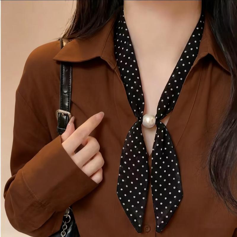 여성용 빈티지 폴카 도트 시폰 비즈 장식 스카프, 가볍 - Vintage Fashion Outfit 리뷰 및 가격