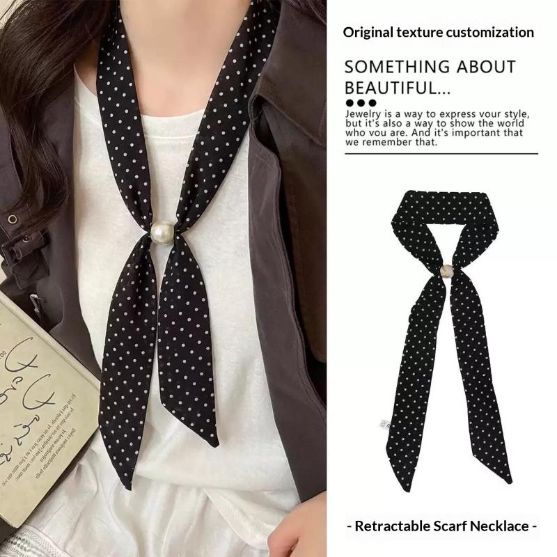 여성용 빈티지 폴카 도트 시폰 비즈 장식 스카프, 가볍 - Vintage Fashion Outfit 리뷰 및 가격