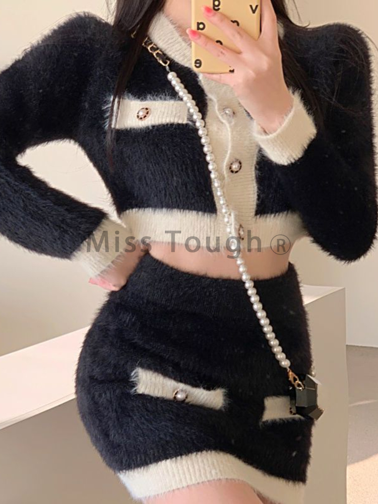 여성용 푹신한 니트 2 피스 세트, 패치워크 프렌치 빈 - Vintage Fashion Pieces 리뷰 및 가격