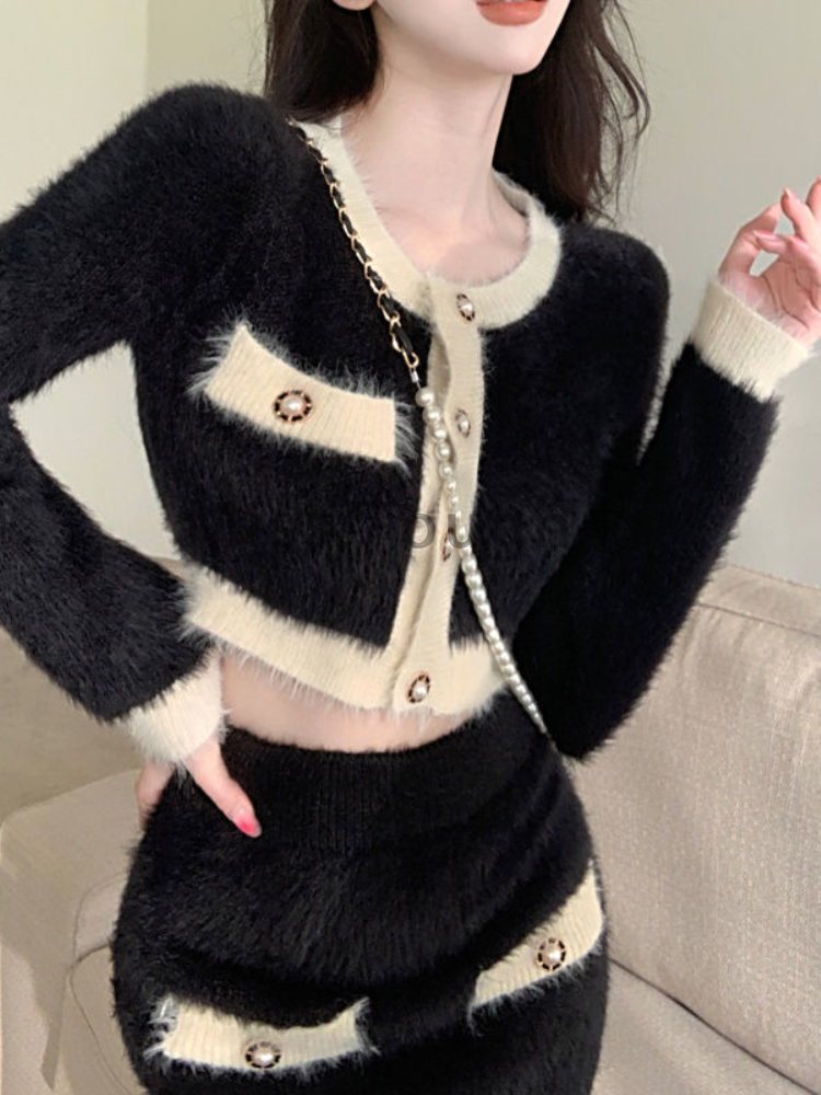 여성용 푹신한 니트 2 피스 세트, 패치워크 프렌치 빈 - Vintage Fashion Pieces 리뷰 및 가격