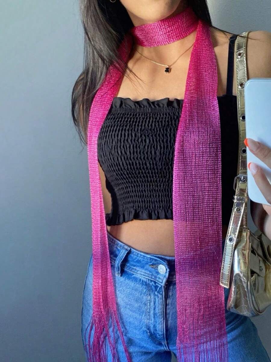 1pc 빈티지 독특한 다계절 다용도 리본 태슬 스카프, - Vintage Fashion Outfit 리뷰 및 가격