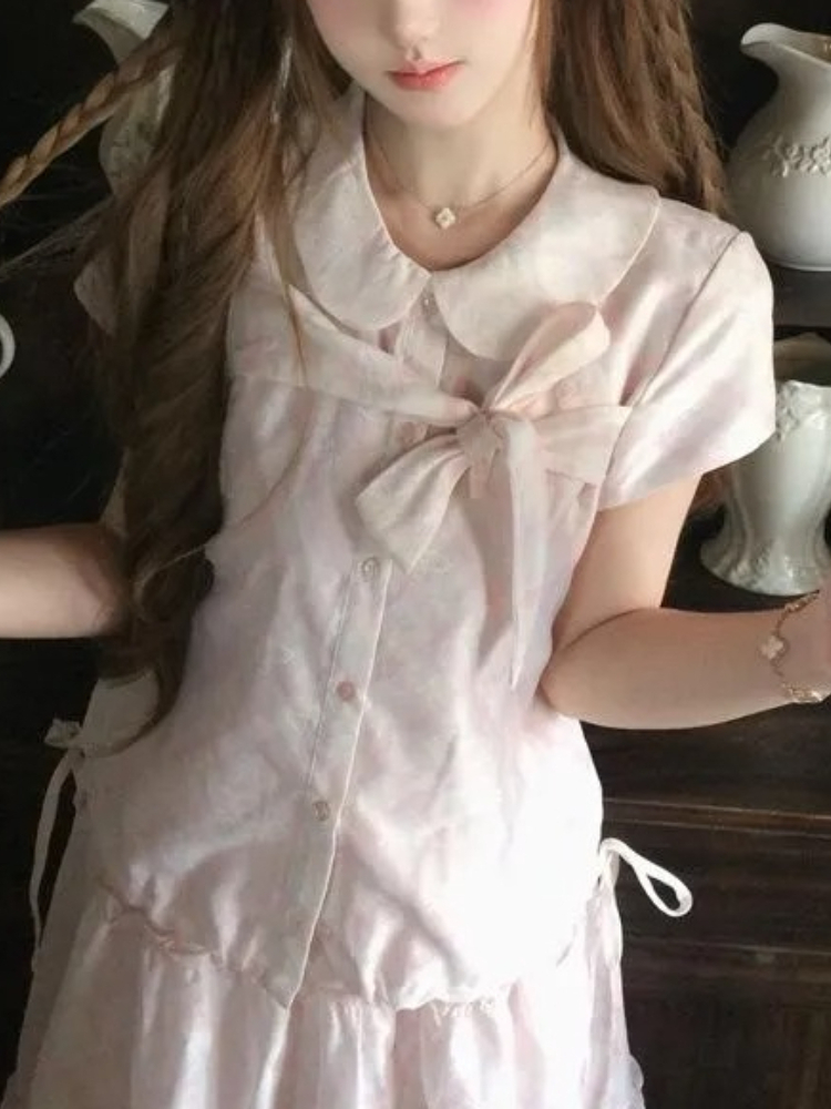 일본 빈티지 스타일 스윗 보우 피터팬 칼라 탑 + 러플 - Vintage Fashion Pieces 리뷰 및 가격